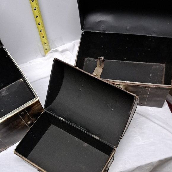 Set of Three Rustic Metal Chests - Picture 2 of 7